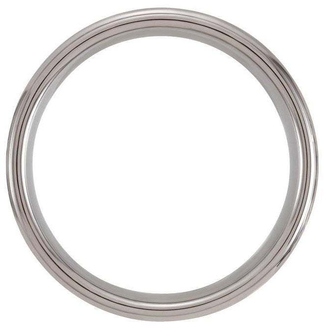 Tungsten 8 mm Stepped-Edge Mother of Pearl Inlay Comfort-Fit Band