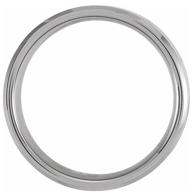 Tungsten 8 mm Beveled-Edge Imitation Meteorite Inlay Comfort-Fit Band