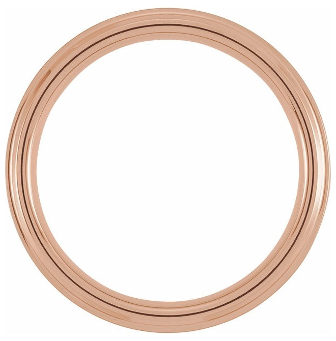 18K Rose Gold PVD & Tungsten Inlay 6 mm Beveled Stepped-Edge Comfort-Fit Band