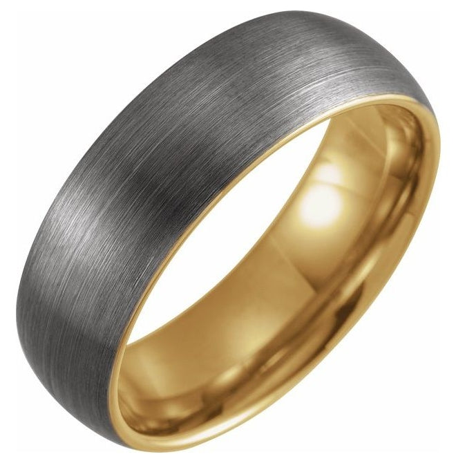 18K Yellow Gold PVD Tungsten 8 mm Comfort-Fit Half Round Band