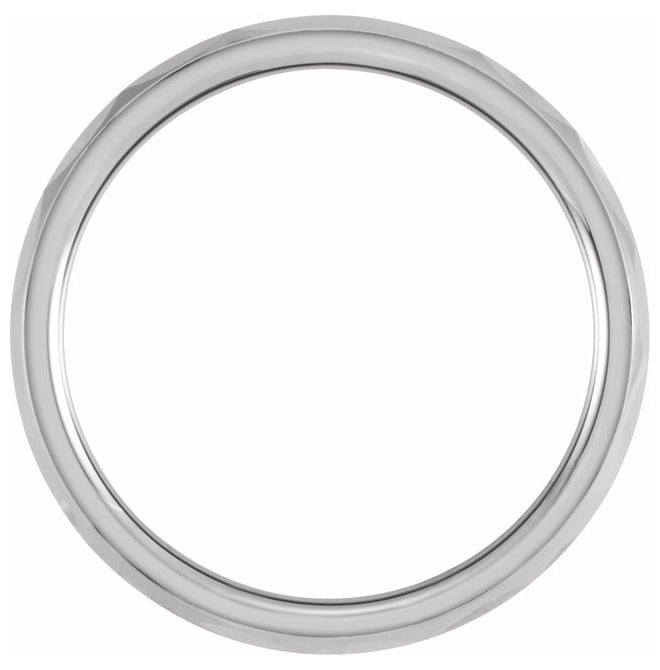 Tungsten 6 mm Geometric Faceted Comfort-Fit Half Round Band