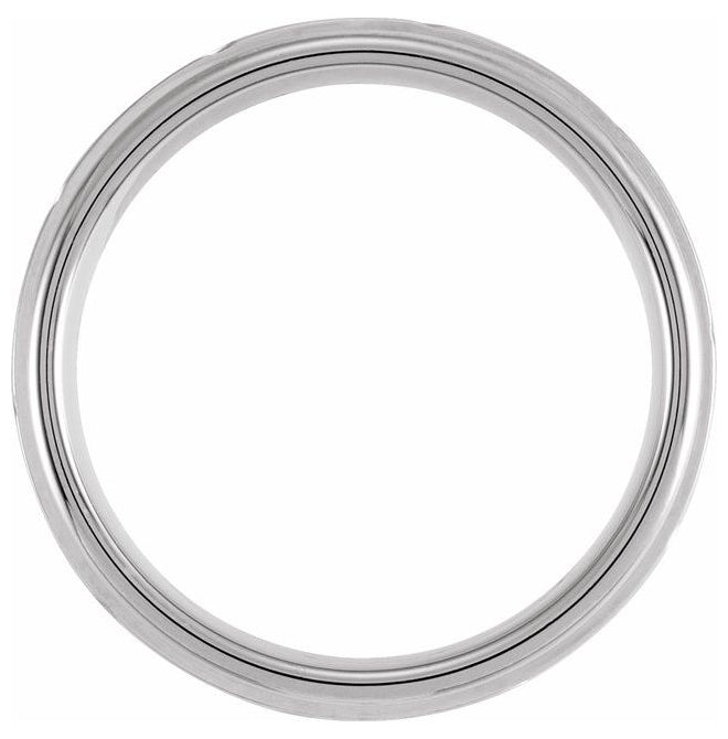 Tungsten 7 mm Stepped-Edge Grooved Comfort-Fit Flat Band With Satin Finish