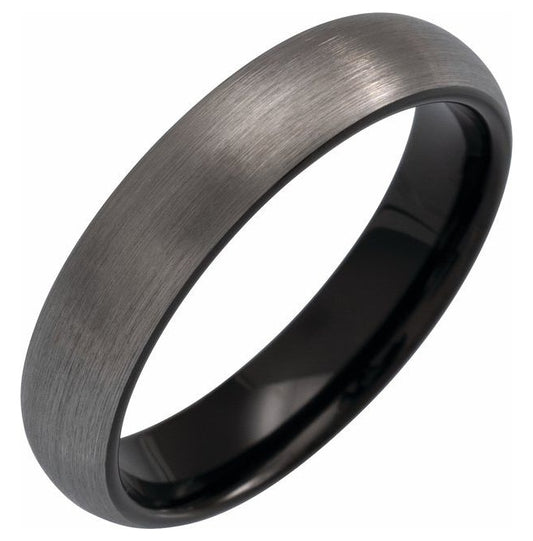 Black PVD Tungsten Comfort-Fit Half Round Band With Satin Finish