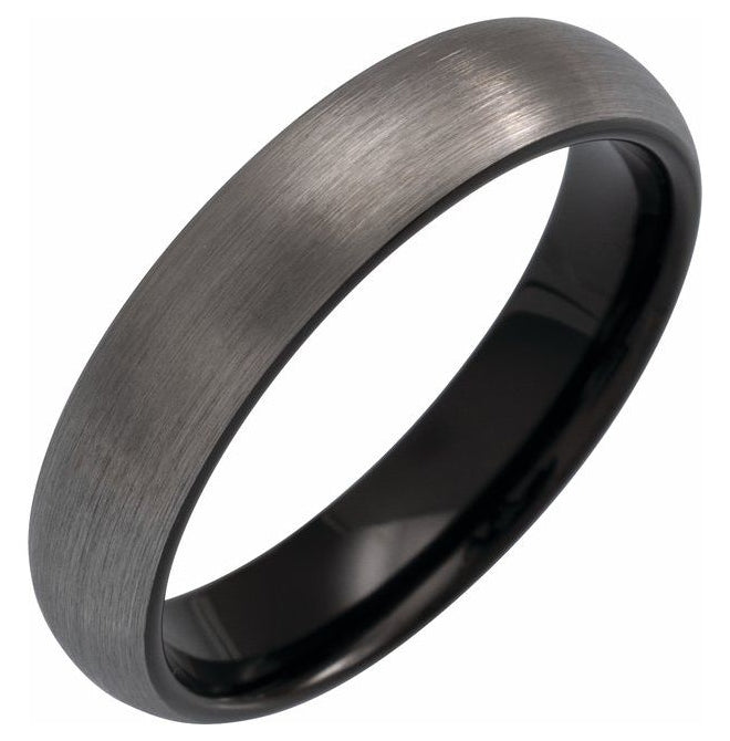 Black PVD Tungsten Comfort-Fit Half Round Band With Satin Finish