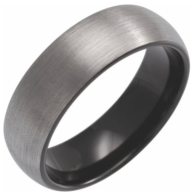 Black PVD Tungsten Comfort-Fit Half Round Band With Satin Finish