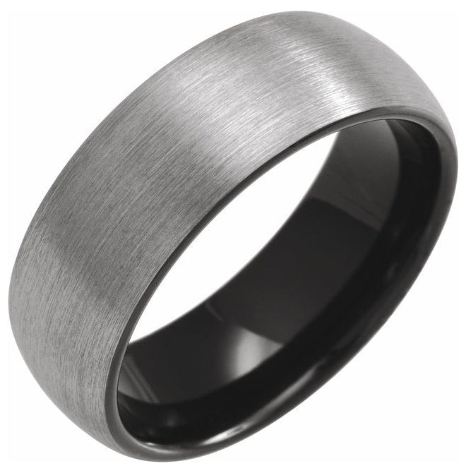 Black PVD Tungsten Comfort-Fit Half Round Band With Satin Finish