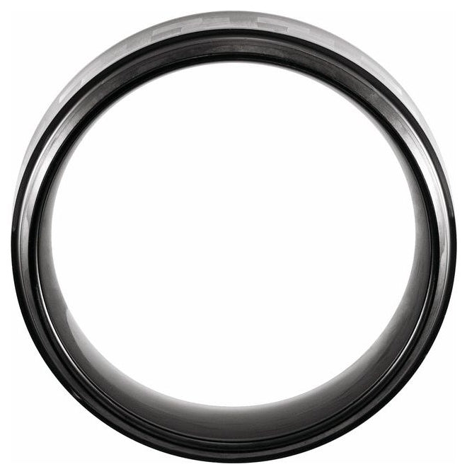 Black PVD Tungsten 8 mm Stepped-Edge Carbon Fiber Inlay Comfort-Fit Band