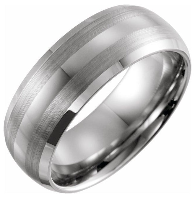 Tungsten 8 mm Beveled-Edge Inlay Comfort-Fit Band