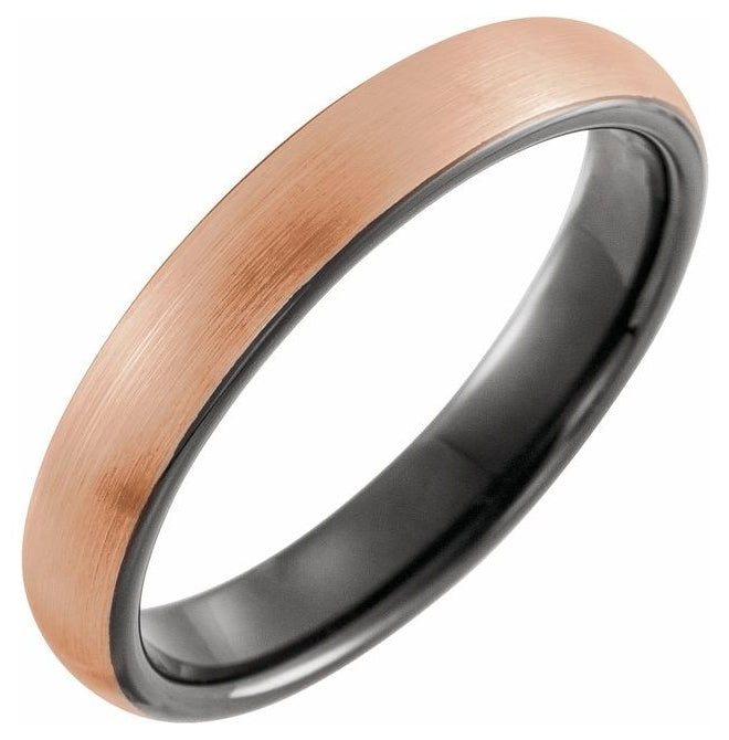 18K Rose Gold PVD & Black PVD Tungsten 4 mm Comfort-Fit Half Round Band