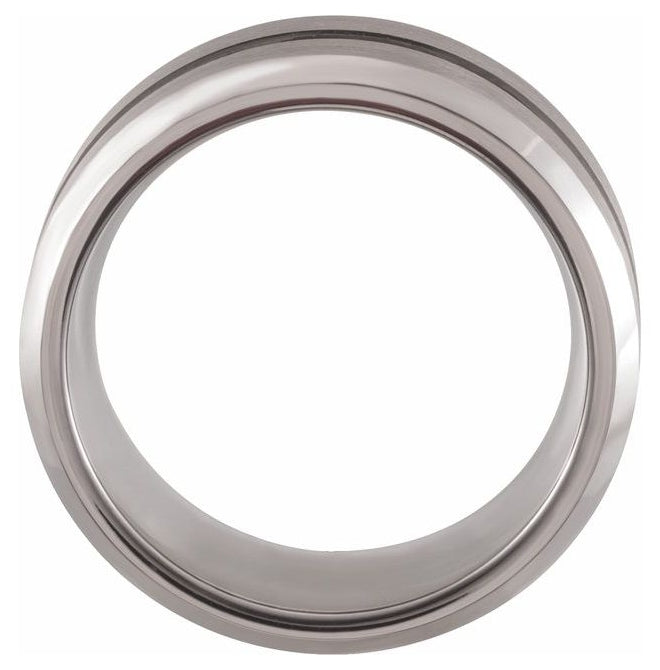 Tungsten 8 mm Beveled-Edge Grooved Comfort-Fit Band Size 11