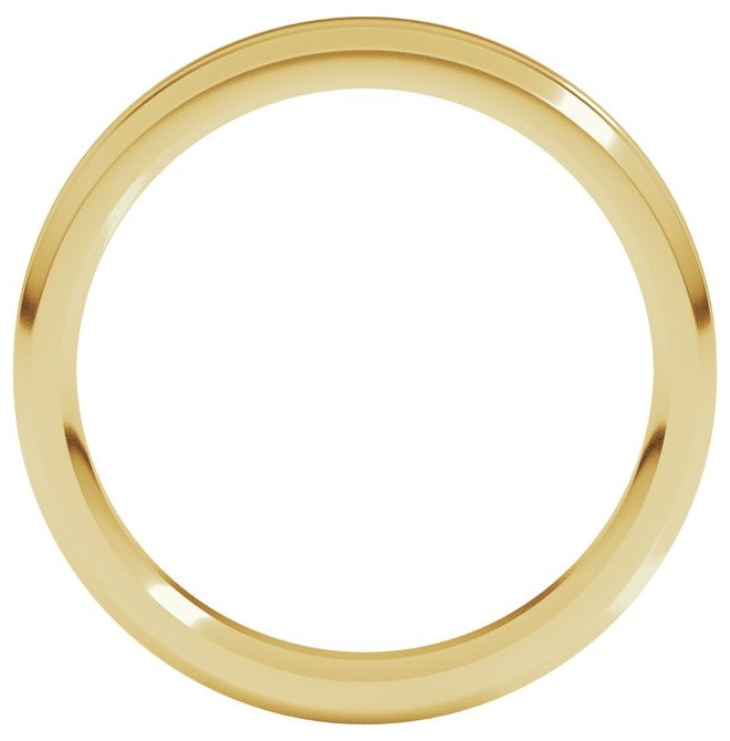 14K Yellow Gold Beveled-Edge Grooved Comfort-Fit Flat Band