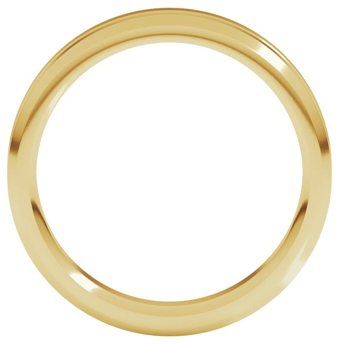 14K Yellow Gold Beveled-Edge Grooved Comfort-Fit Flat Band