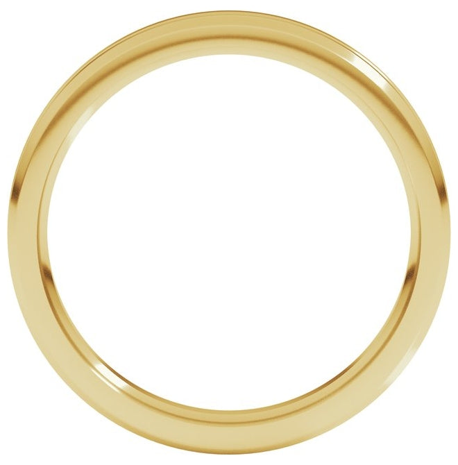 14K Yellow Gold Beveled-Edge Grooved Comfort-Fit Flat Band