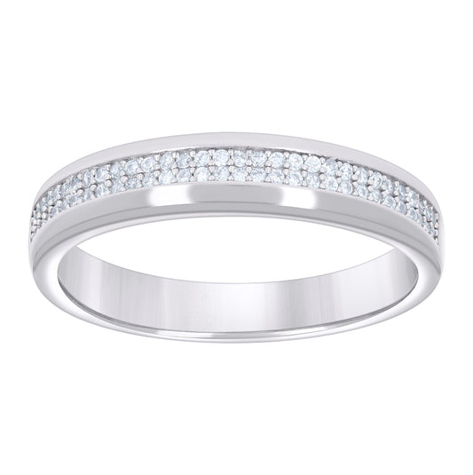Sterling Silver Men's Cubic-Zirconia Fashion Bridal Anniversary Engagement Wedding Band Ring