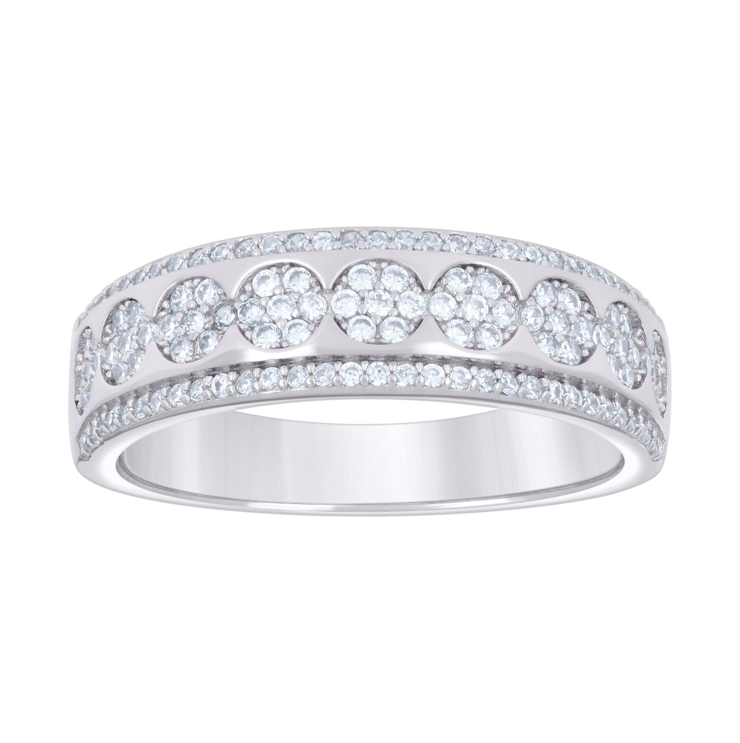 Sterling Silver Mens Cubic-Zirconia Fashion Bridal Anniversary Engagement Wedding Band Ring