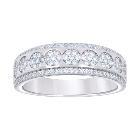 Sterling Silver Mens Cubic-Zirconia Fashion Bridal Anniversary Engagement Wedding Band Ring
