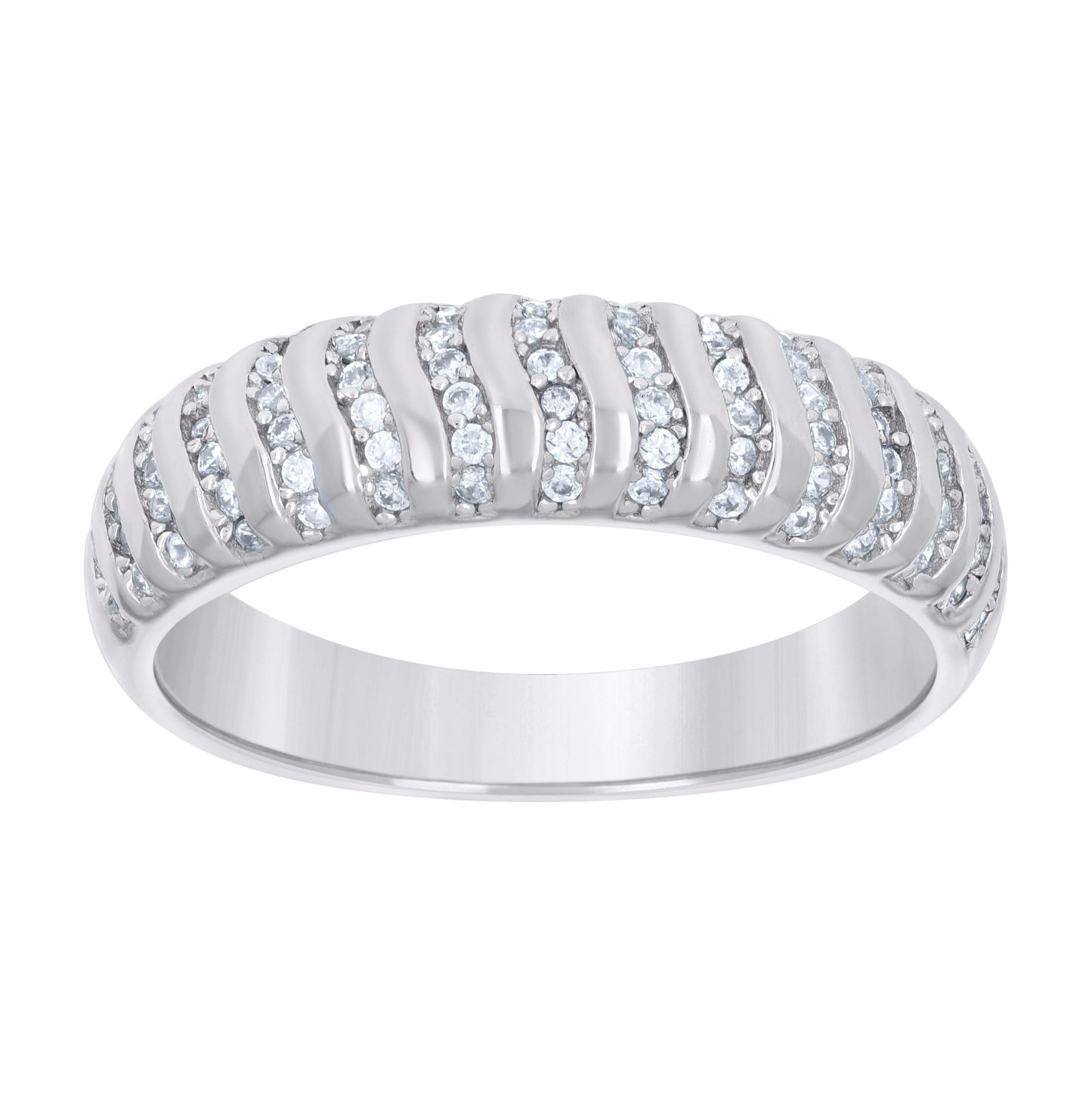 Sterling Silver Womens Cubic-Zirconia Fashion Bridal Anniversary Engagement Wedding Band Ring