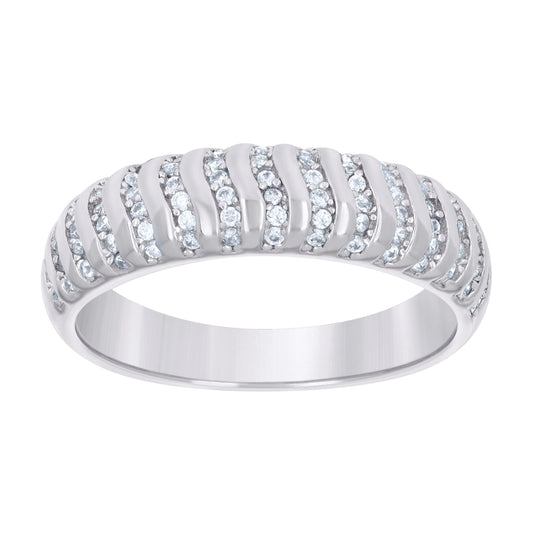 Sterling Silver Womens Cubic-Zirconia Fashion Bridal Anniversary Engagement Wedding Band Ring