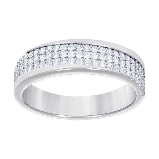 Sterling Silver Men's Cubic-Zirconia Fashion Bridal Anniversary Engagement Wedding Band Ring