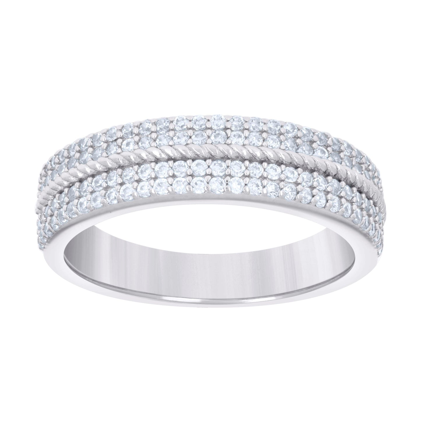 Sterling Silver Men's Cubic-Zirconia Fashion Bridal Anniversary Engagement Wedding Band Ring