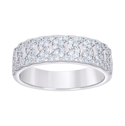 Sterling Silver Men's Cubic-Zirconia Fashion Bridal Anniversary Engagement Wedding Band Ring