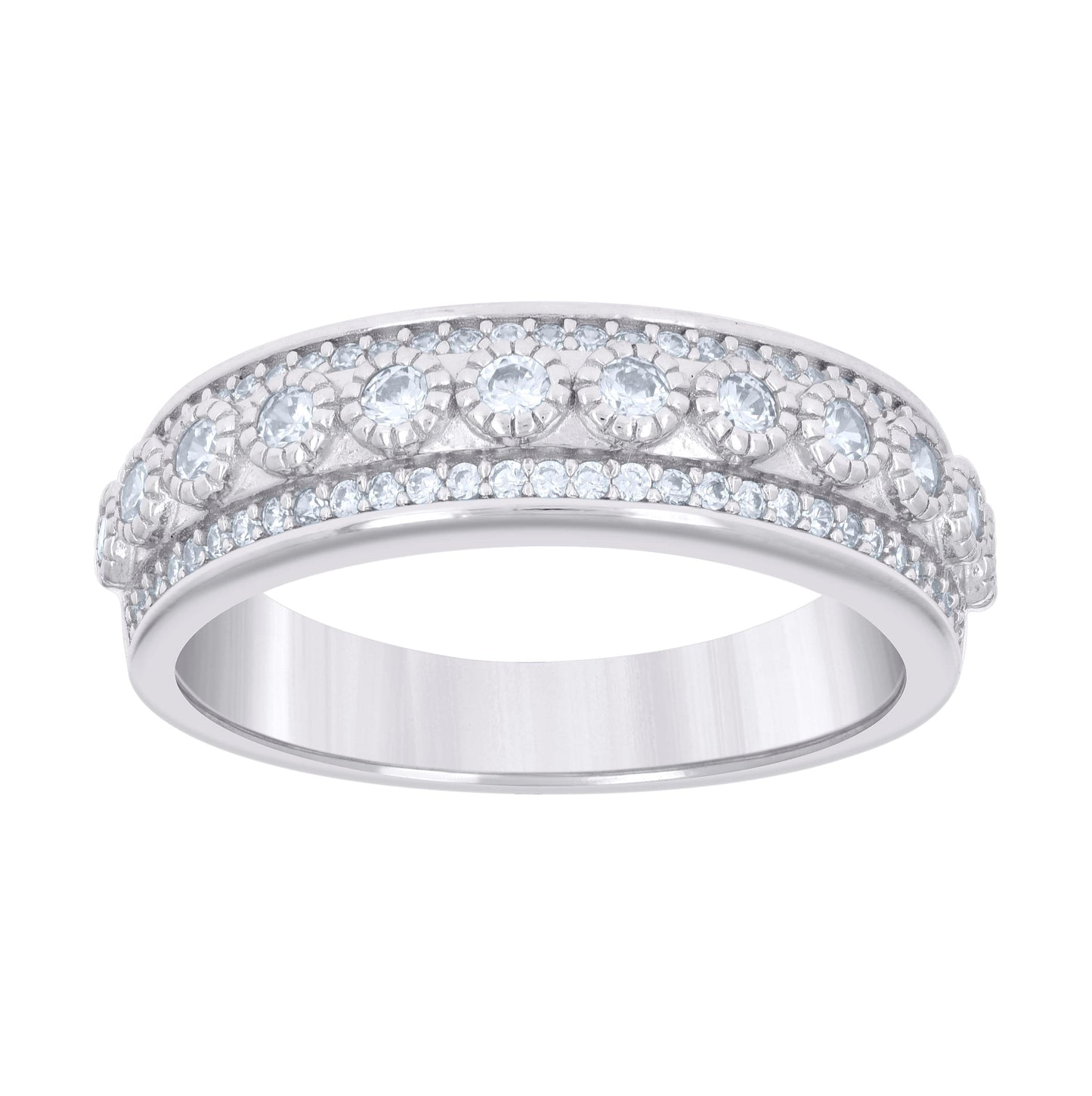 Sterling Silver Womens Cubic-Zirconia Fashion Bridal Anniversary Engagement Wedding Band Ring Sizes 5 - 9