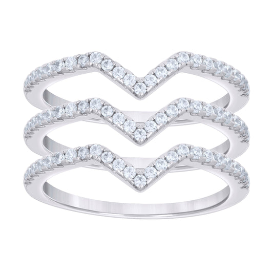 Sterling Silver Womens Cubic-Zirconia Fashion Trio Bridal Anniversary Wedding Engagement Band Ring