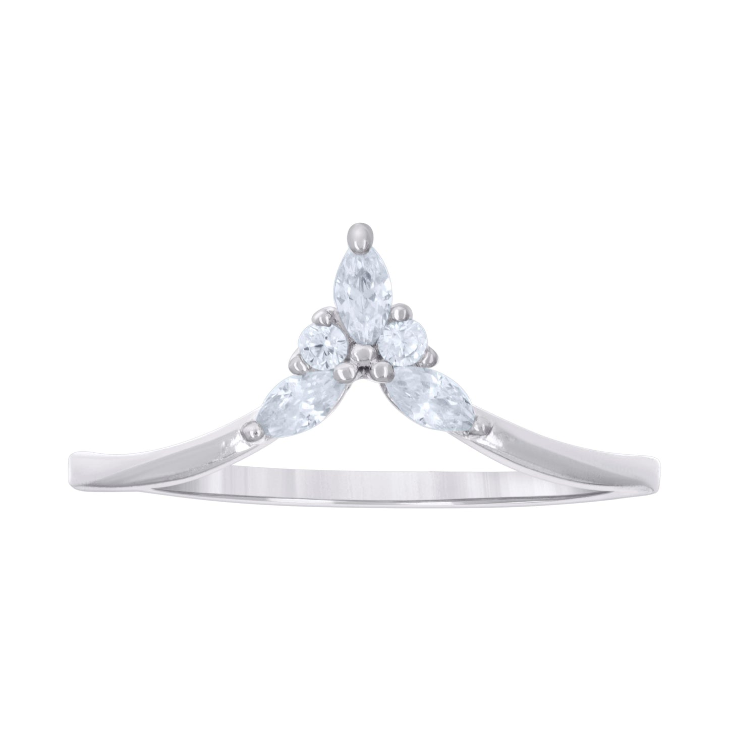 Sterling Silver Womens Marquise Round Cubic-Zirconia Bridal Anniversary Engagement Wedding Ring