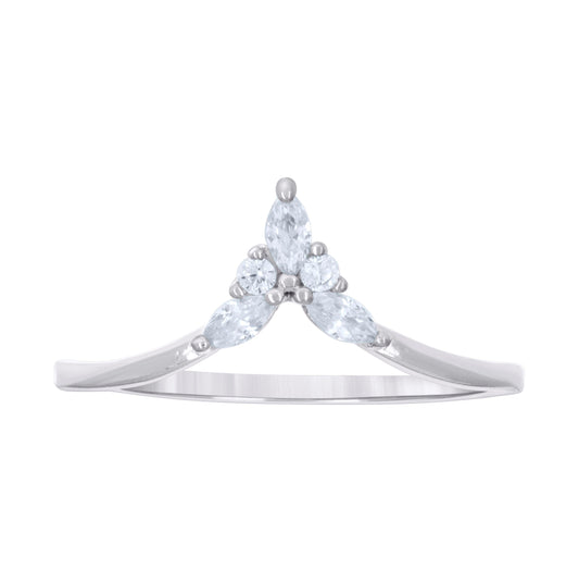 Sterling Silver Womens Marquise Round Cubic-Zirconia Bridal Anniversary Engagement Wedding Ring