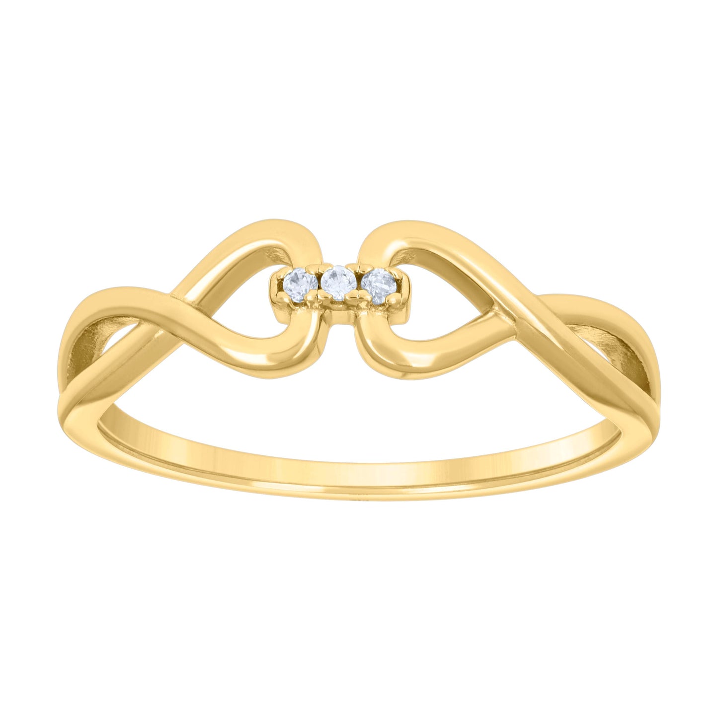 Sterling Silver Yellow-tone Womens Cubic-Zirconia Infinity Bridal Anniversary Wedding Engagement Band Ring