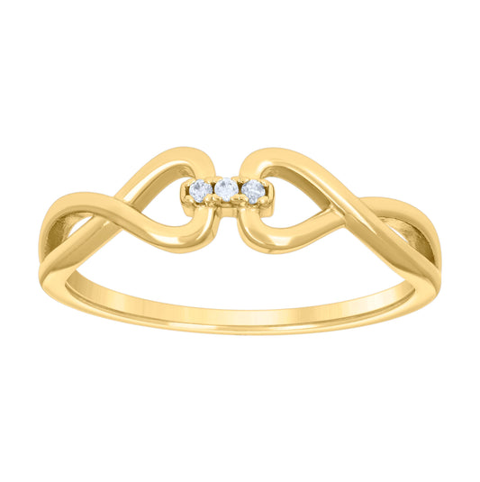 Sterling Silver Yellow-tone Womens Cubic-Zirconia Infinity Bridal Anniversary Wedding Engagement Band Ring
