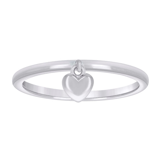 Sterling Silver Womens Heart Dangle Bridal Anniversary Wedding Engagement Band Ring