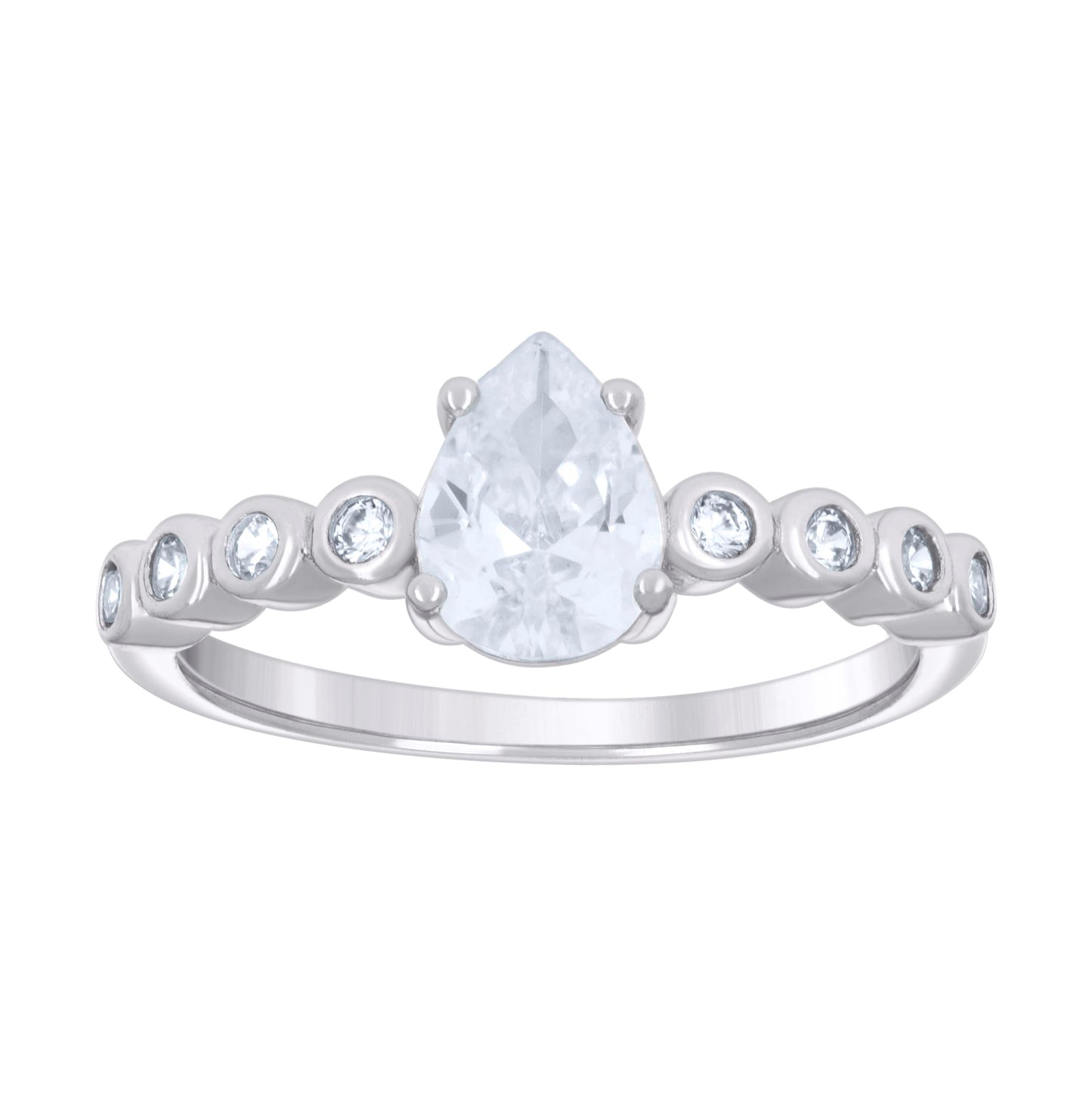 Sterling Silver Womens Pear Round Cubic-Zirconia Fashion Bridal Anniversary Engagement Wedding Ring