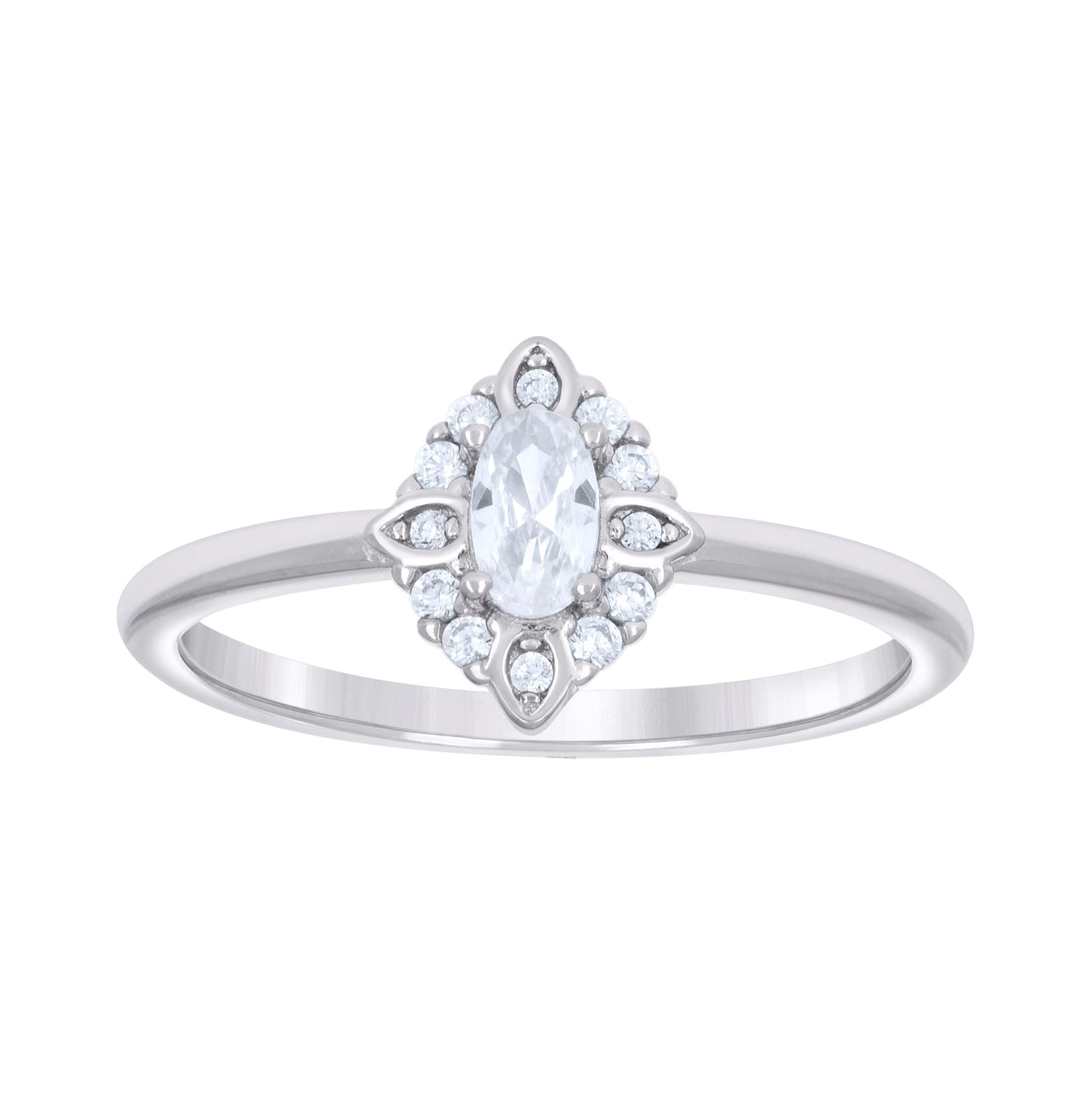 Sterling Silver Women's Oval Round Cubic-Zirconia Fashion Bridal Anniversary Engagement Wedding Ring