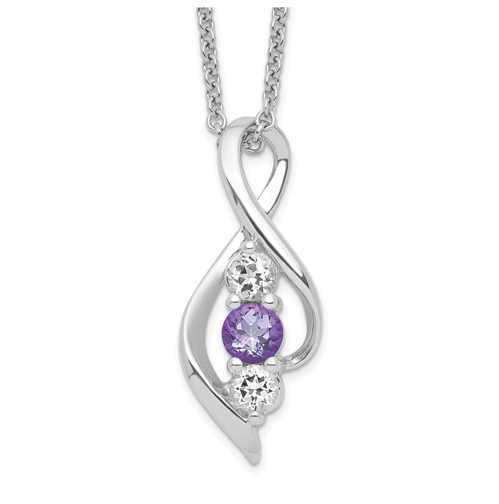 10k White Gold Survivor Collection Clear and Purple Topaz Legacy – Elegant Jewelry Gift for Birthday, Anniversary, Engagement, Wedding
