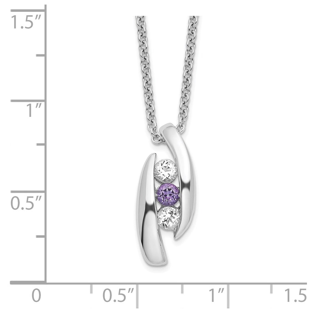 10K White Gold Survivor Clear and Purple Swarovski Topaz Pillar of Strength Necklace – Elegant Jewelry Gift for Birthday, Anniversary, Engagement, Wedding
