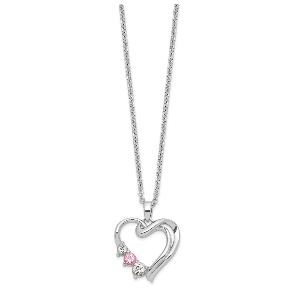 10K White Gold Survivor Clear and Pink Topaz Heart of Healing Necklace – Elegant Jewelry Gift for Birthday, Anniversary, Engagement, Wedding