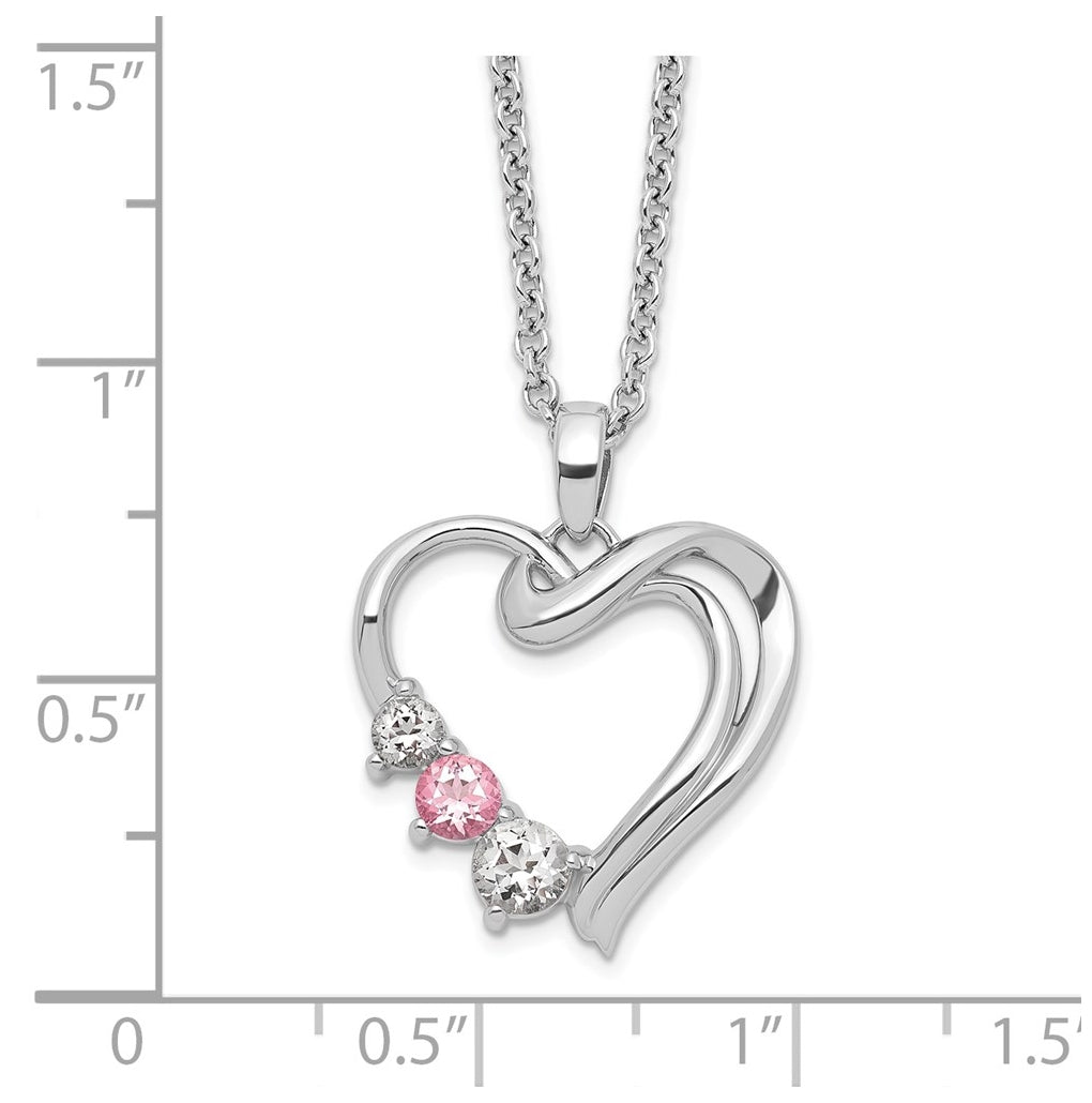 10K White Gold Survivor Clear and Pink Topaz Heart of Healing Necklace – Elegant Jewelry Gift for Birthday, Anniversary, Engagement, Wedding