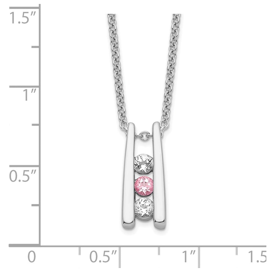 10K White Gold Survivor Collection Clear and Pink Topaz Grateful Necklace – Elegant Jewelry Gift for Birthday, Anniversary, Engagement, Wedding