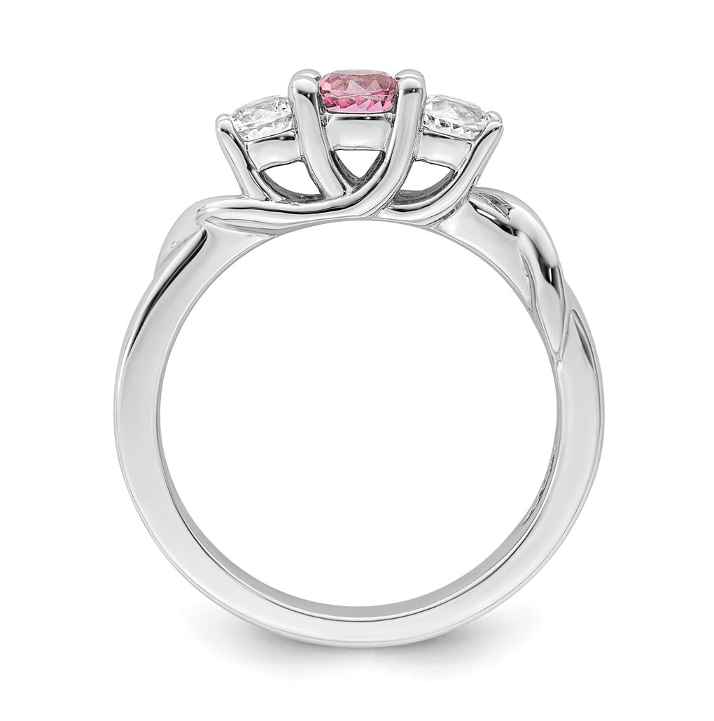 Sterling Silver Rhodium-plated Survivor Clear/Pink Topaz Joanna Ring – Elegant Jewelry Gift for Birthday, Anniversary, Engagement, Wedding