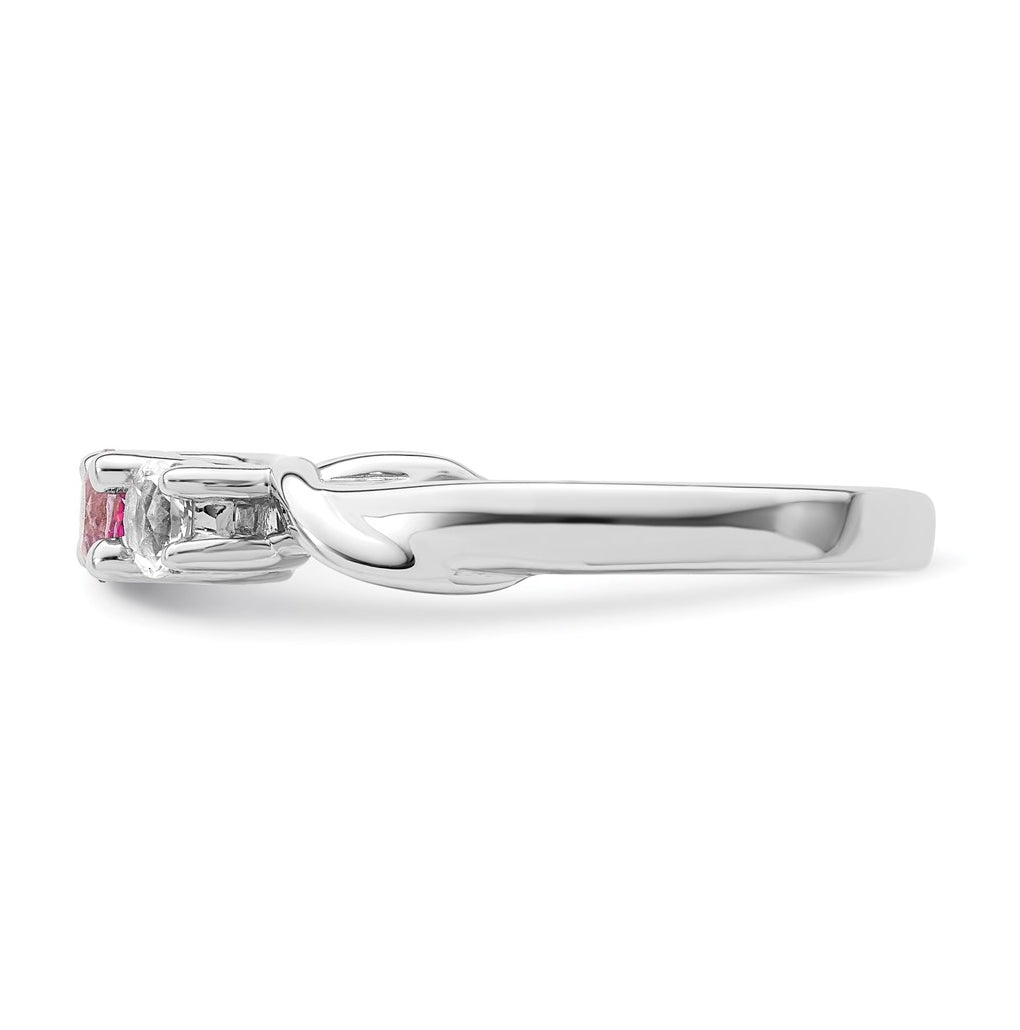 Sterling Silver Rhodium-plated Survivor Clear/Pink Topaz Joanna Ring – Elegant Jewelry Gift for Birthday, Anniversary, Engagement, Wedding