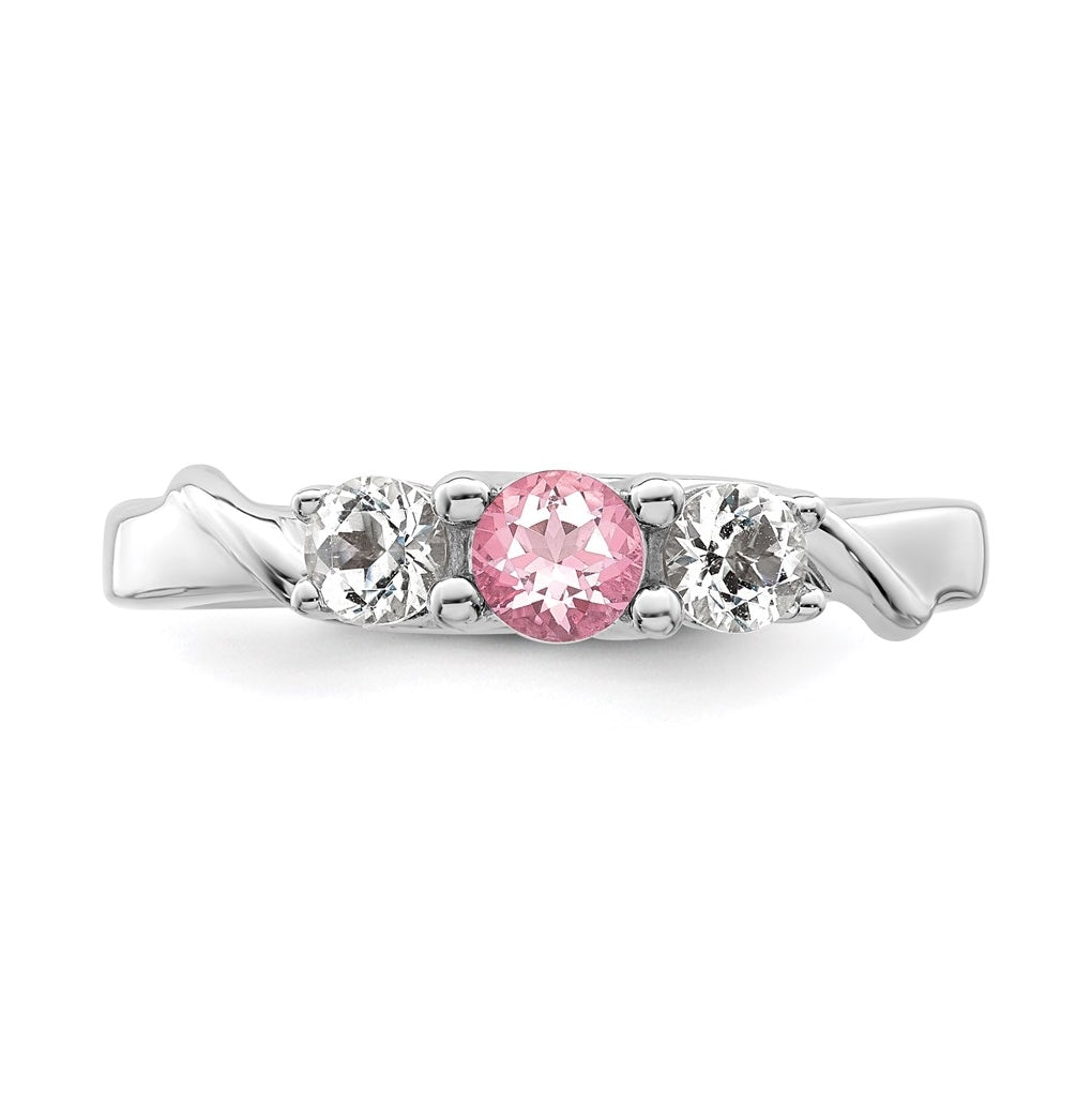 Sterling Silver Rhodium-plated Survivor Clear/Pink Topaz Joanna Ring – Elegant Jewelry Gift for Birthday, Anniversary, Engagement, Wedding