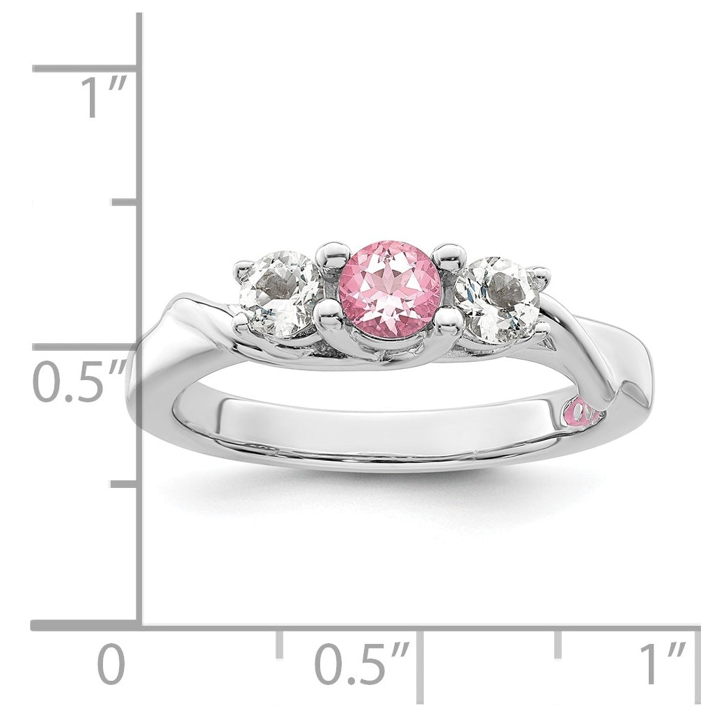 Sterling Silver Rhodium-plated Survivor Clear/Pink Topaz Joanna Ring – Elegant Jewelry Gift for Birthday, Anniversary, Engagement, Wedding