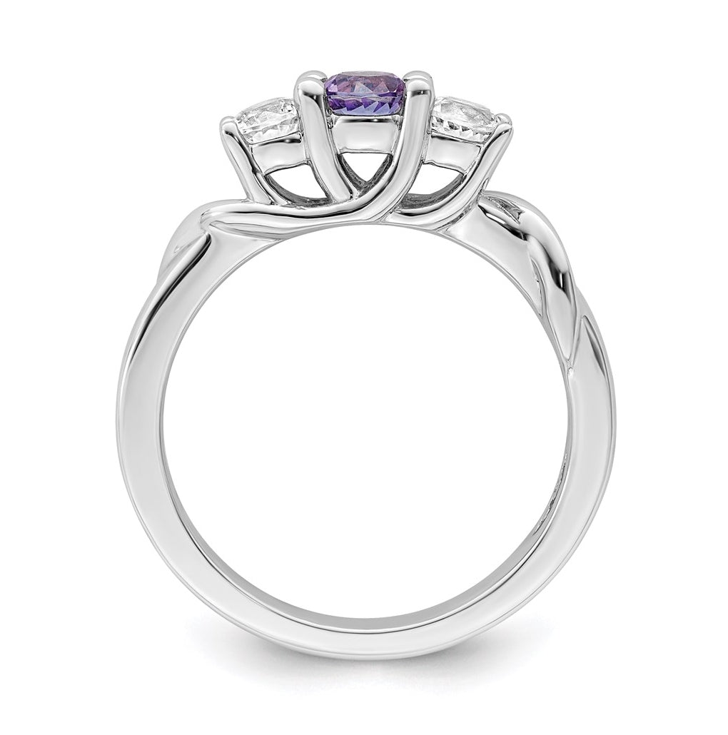 Sterling Silver Survivor Collection Clear & Purple Topaz Joanna Ring – Elegant Jewelry Gift for Birthday, Anniversary, Engagement, Wedding