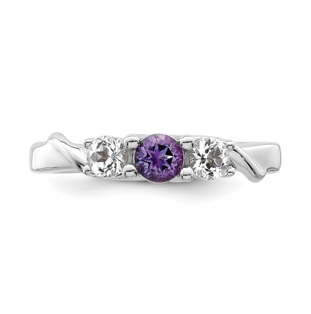 Sterling Silver Survivor Collection Clear & Purple Topaz Joanna Ring – Elegant Jewelry Gift for Birthday, Anniversary, Engagement, Wedding