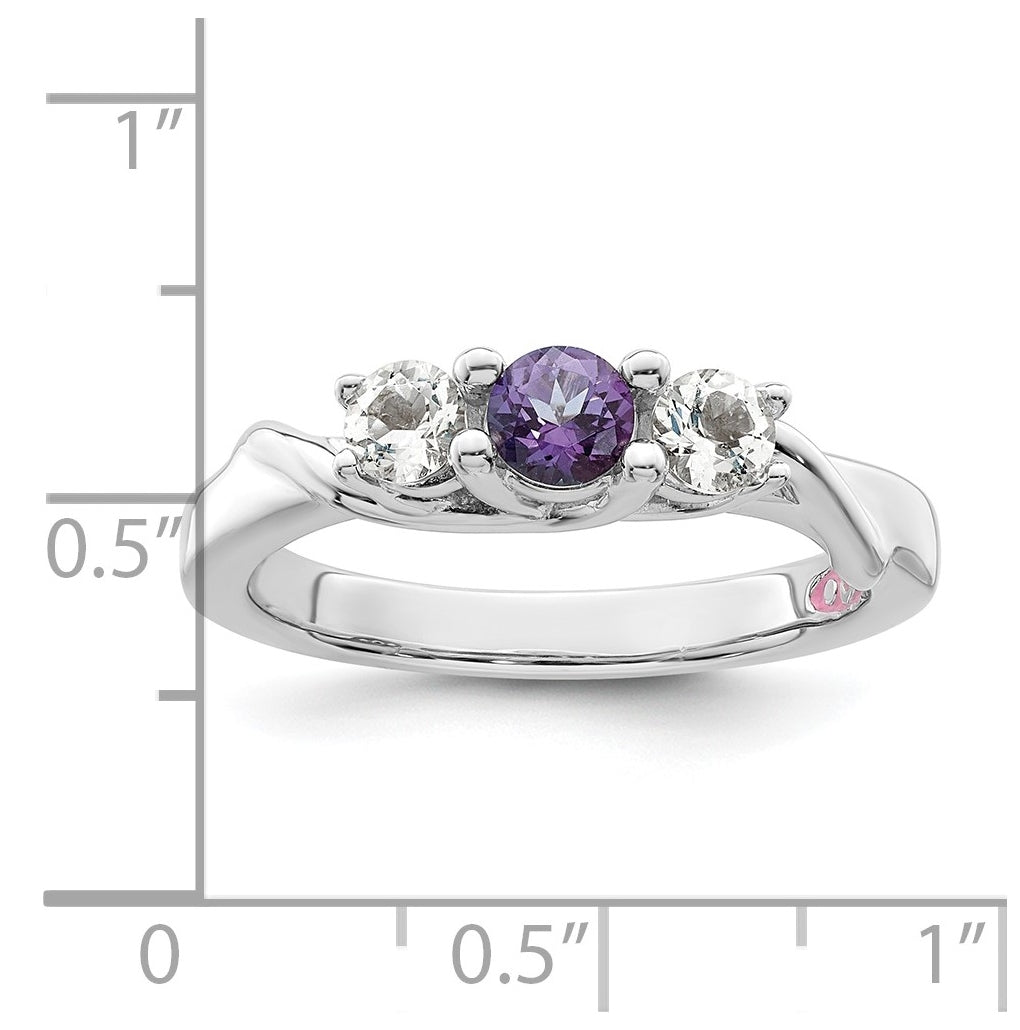 Sterling Silver Survivor Collection Clear & Purple Topaz Joanna Ring – Elegant Jewelry Gift for Birthday, Anniversary, Engagement, Wedding