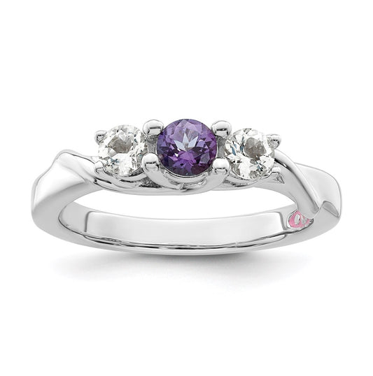 Sterling Silver Survivor Collection Clear & Purple Topaz Joanna Ring – Elegant Jewelry Gift for Birthday, Anniversary, Engagement, Wedding