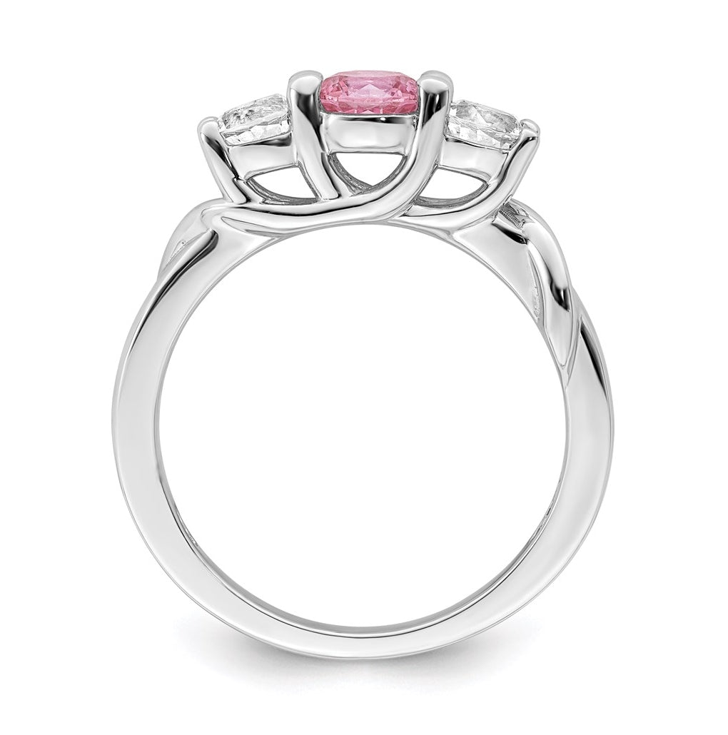 Sterling Silver Rhod-plated Survivor Clear/Pink Topaz Joanna Ring – Elegant Jewelry Gift for Birthday, Anniversary, Engagement, Wedding