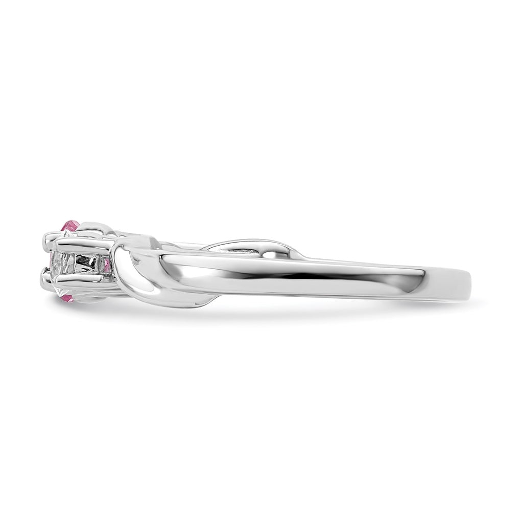Sterling Silver Rhod-plated Survivor Clear/Pink Topaz Joanna Ring – Elegant Jewelry Gift for Birthday, Anniversary, Engagement, Wedding