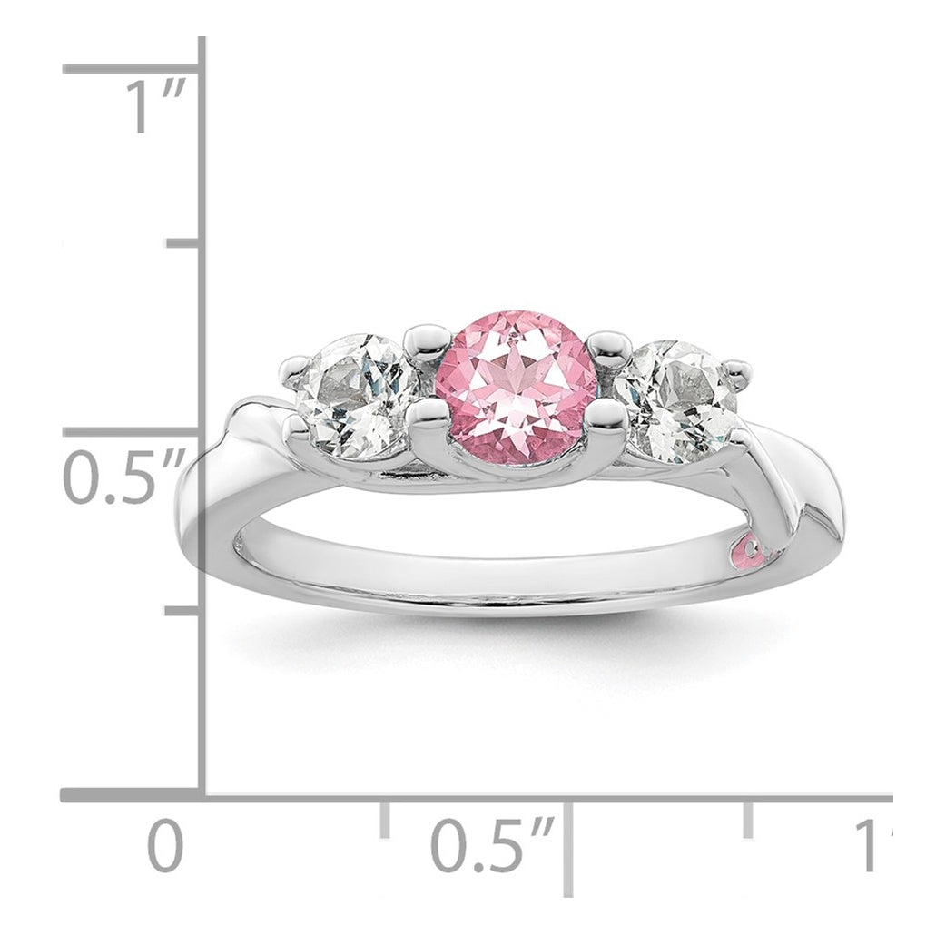 Sterling Silver Rhod-plated Survivor Clear/Pink Topaz Joanna Ring – Elegant Jewelry Gift for Birthday, Anniversary, Engagement, Wedding
